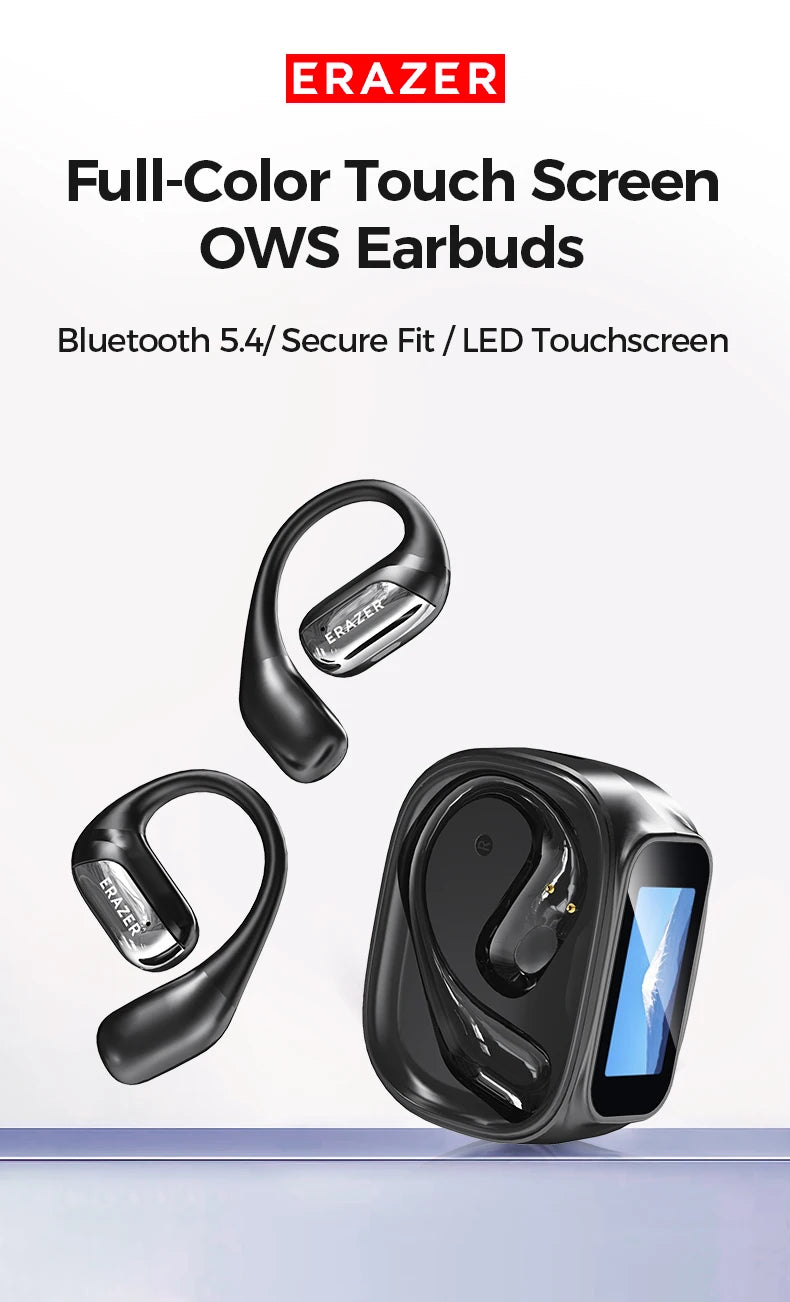 Bluetooth Headphones ERAZER XF35 Full HD Display Wireless Earphones Translation Earbuds Clear Sound Quality 400mAh Charging Case