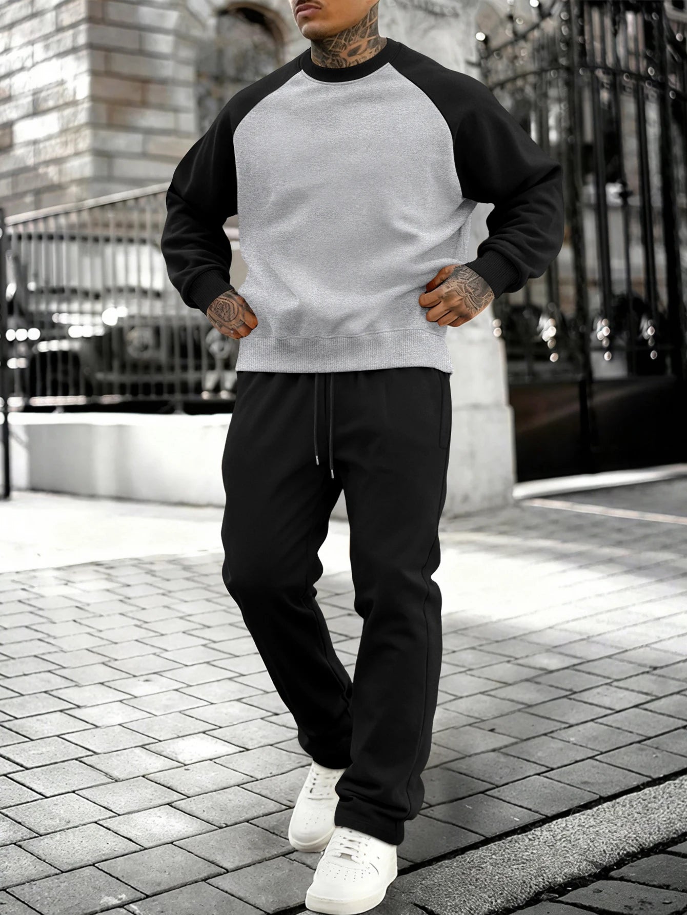 New Autumn Winter Solid Color Sportswear Casual Suit, Minimalist And Relaxed Style, Warm And Comfortable Men's Suit.