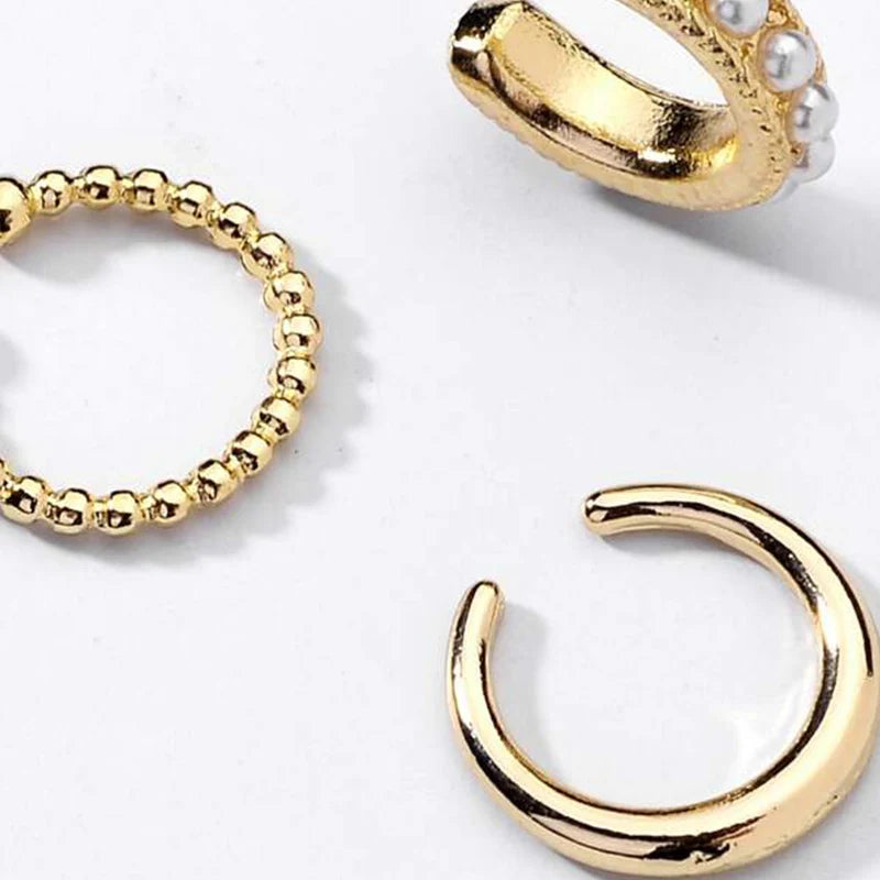 3 PCS Small Pearl Clip-On Earrings Shiny CZ Stone Classic Silver Gold-color Simple Style Daily Wear Party Jewelry For Woman