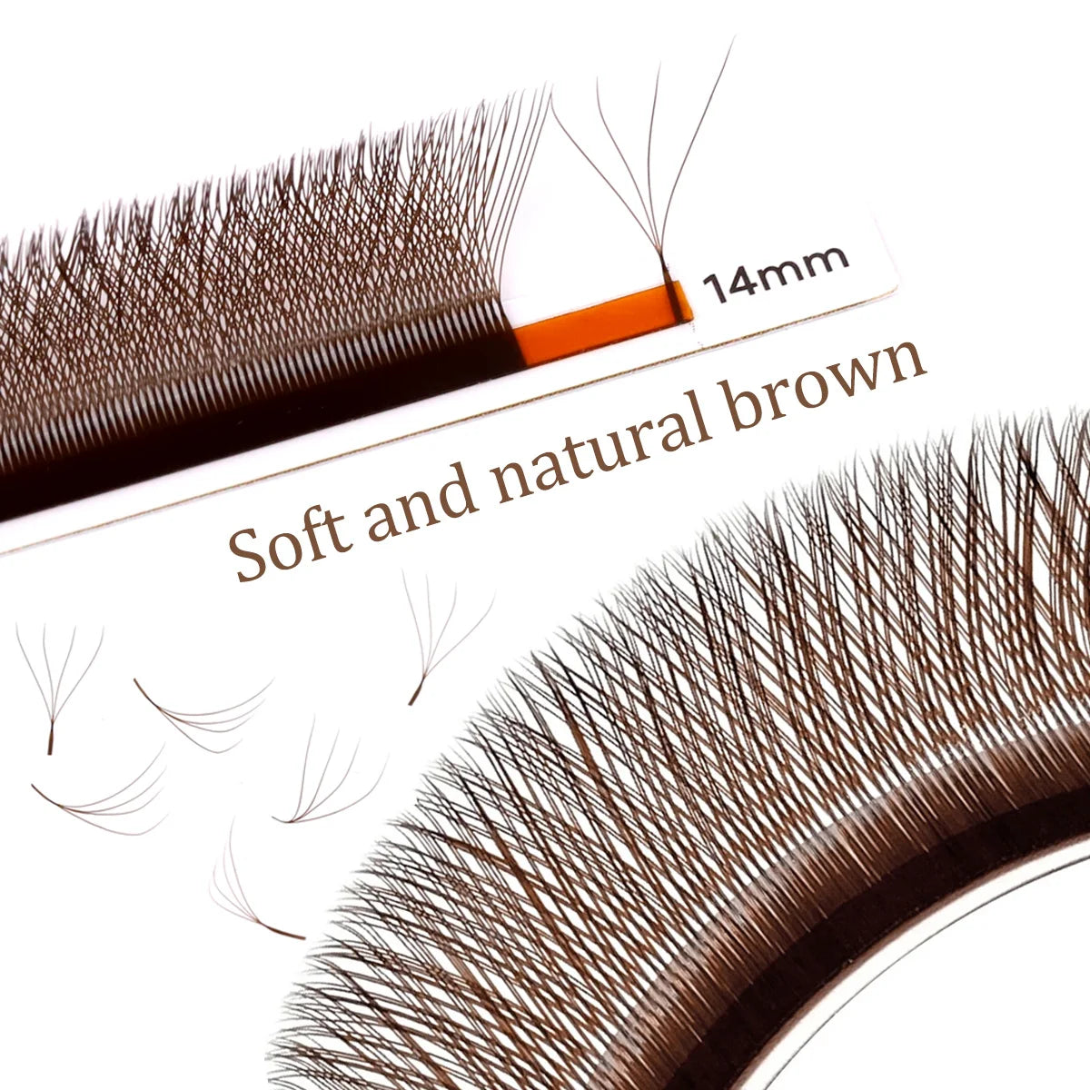 NEW Brown 4D W-Shaped Eyelashes Extension Premium Premade Volume Fan Eyelash Bloom Automatic Flowering Clover Makeup Fake Lashes