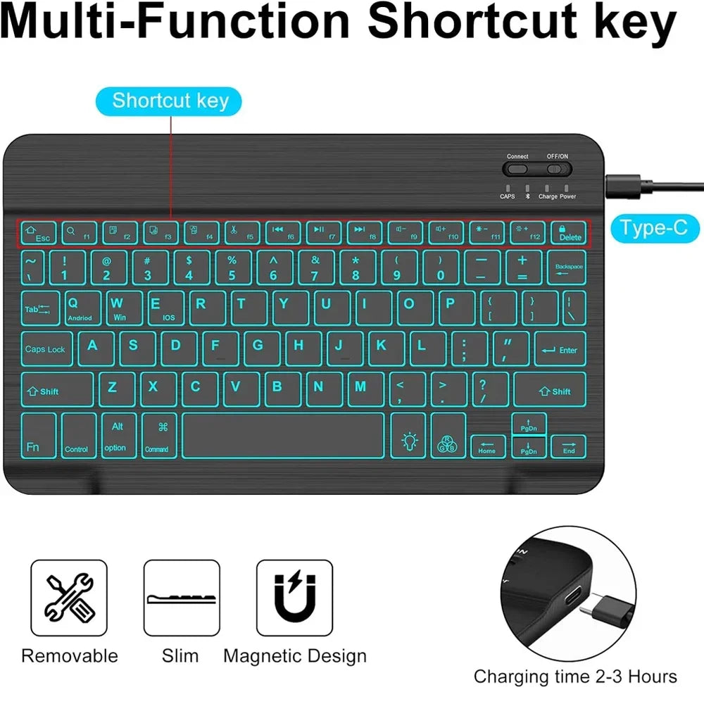 10 lnch  Wireless  Bluetooth Mini Keyboard For ios Phone Tablet Portable Bluetooth Keyboard and Mouse