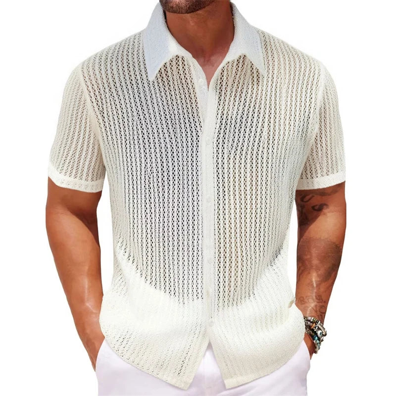 High End Jacquard Striped Polo Shirts For Men Short Sleeve Elastic Summer Quality Viscose Knitted Smart Casual Camisas De Hombre