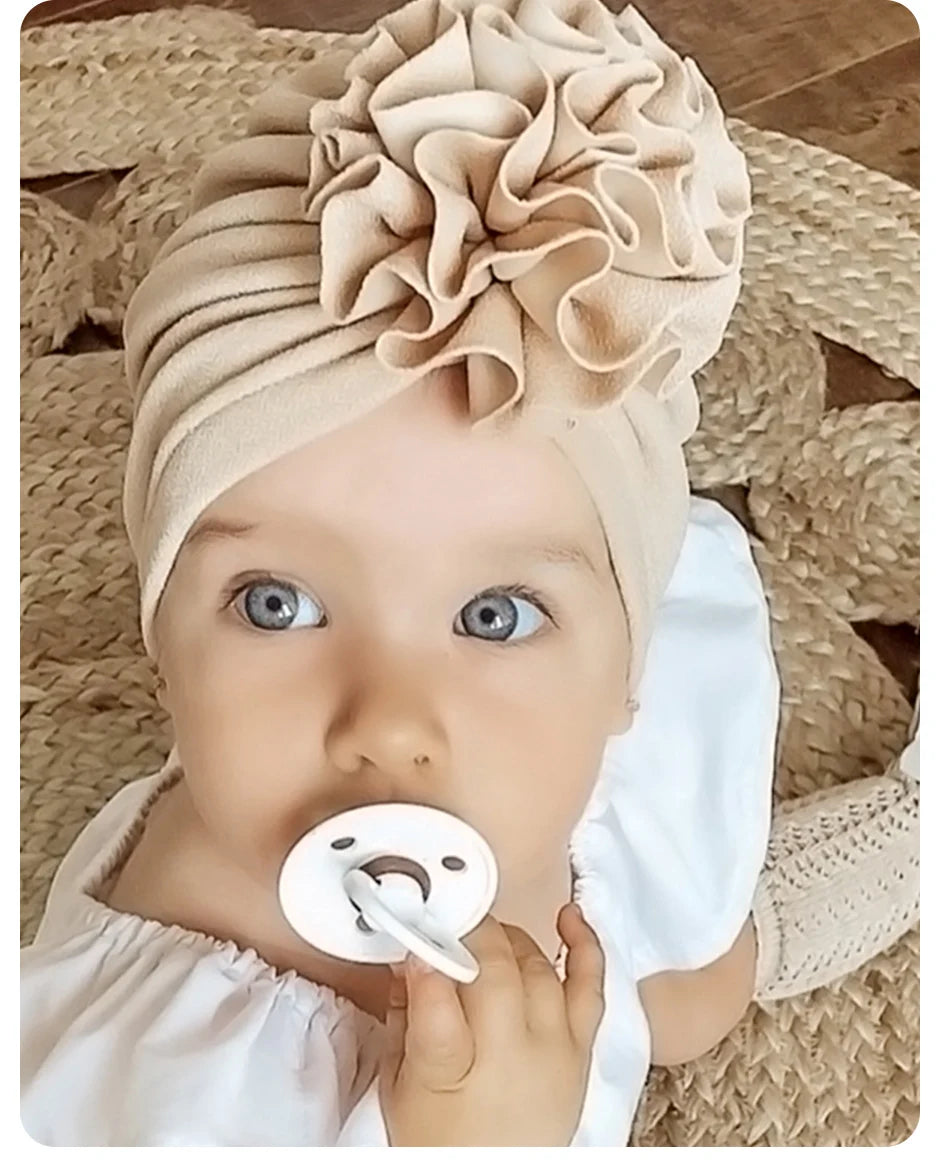 Cute Flower Baby Turban Hat Soft Baby Girl Headwrap Beanie Hat For Newborn Infant Toddler Headwear Headband