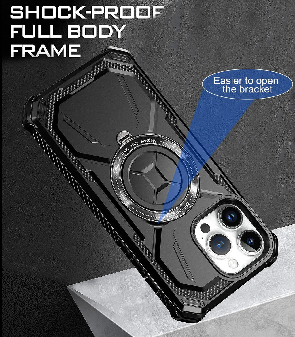 Stand Case for iPhone 16e/16/15/14/13/12/11 Pro Max XR SE 2022 7 8 Case [Compatible with Magnetic][Invisible Magnet Kickstand]