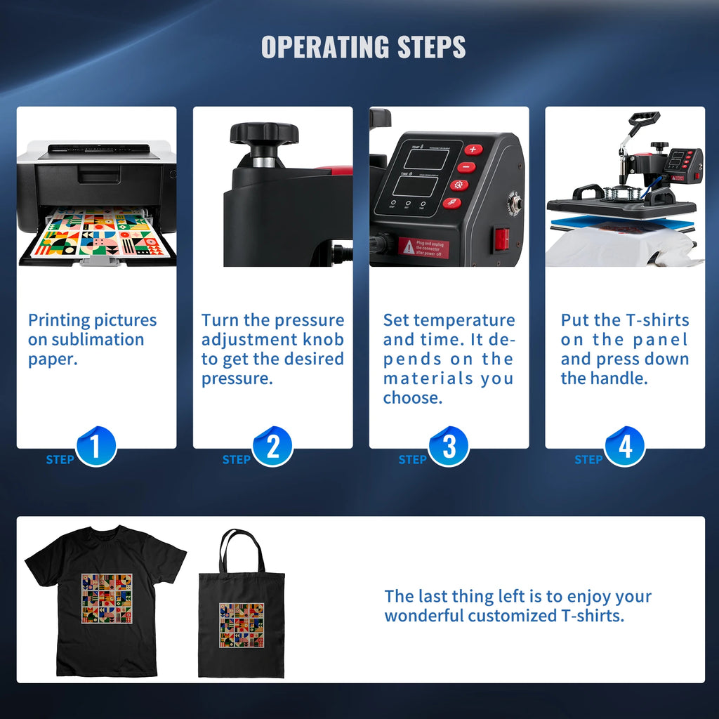 SucceBuy Heat Press 5in1 Heat Press Machine 12x15in Clamshell Sublimation Transfer Printer Digital Precise Temperature Control