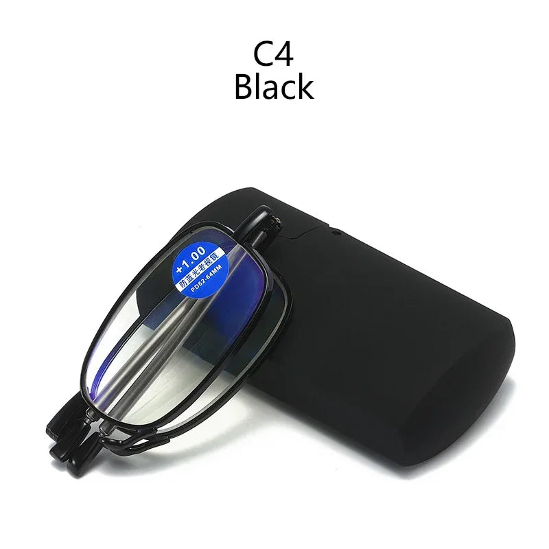 Titanium Alloy Folding Reading Glasses Foldable Presbyopia Men Women Ultra light Eyewear With Case Anti Blue Light 1.0 1.5 2.0