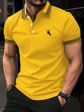 The new men's short-sleeved POLO shirt for summer 2025 features a casual fashionable and comfortable 3D striped pattern print