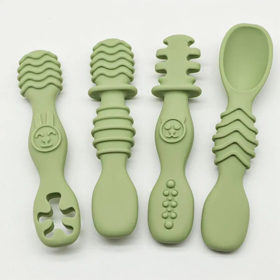 Baby Silicone Training Spoons Set of 4 – Easy-Grip Soft Feeding Spoons for 6+ Months