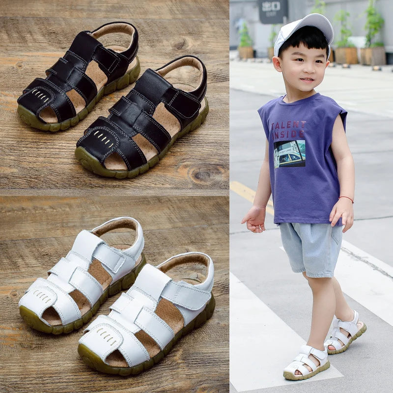 Summer Kids Shoes Boys Beach Sandals for Baby Boys Soft Leather Bottom Non-Slip Closed Toe Children Shoes ÑÐ°Ð½Ð´Ð°Ð»Ð¸ Ð´Ð»Ñ Ð¼Ð°Ð»ÑŒÑ‡Ð¸ÐºÐ°