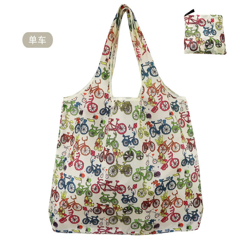 Large Reusable Shopping Bag for Women Shopper Tote Folding Bag Eco-Friendly Reusable Foldable Grocery Case Handbags Storage Bags