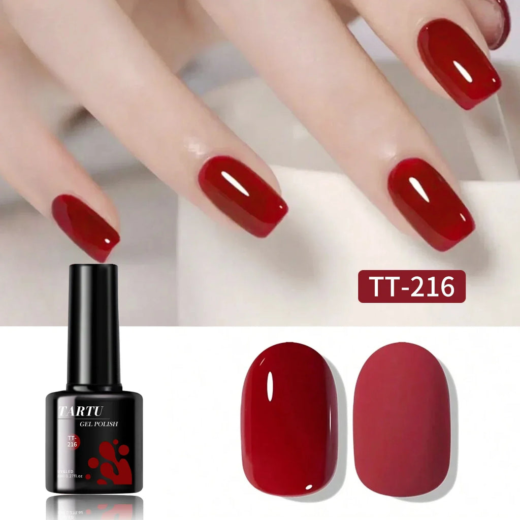 TARTU 8ml Gel Nail Polish Rose Pink Red Gray Burgundy Nails Art Soak Off UV/LED Manicure Semi Permanent gel polish