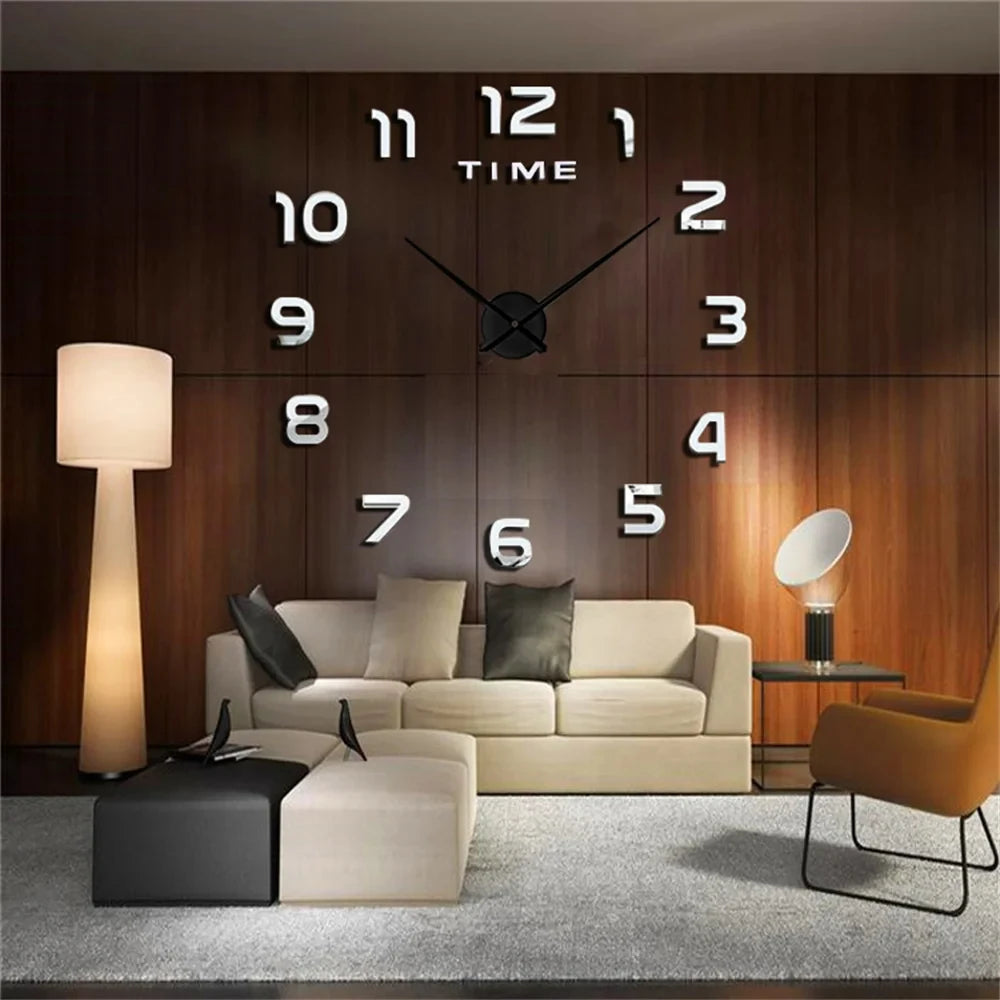 New Modern Design Large Wall Clock 3D DIY Quartz Clocks Fashion Watches Acrylic Mirror Stickers Living Room Home Decor Horloge