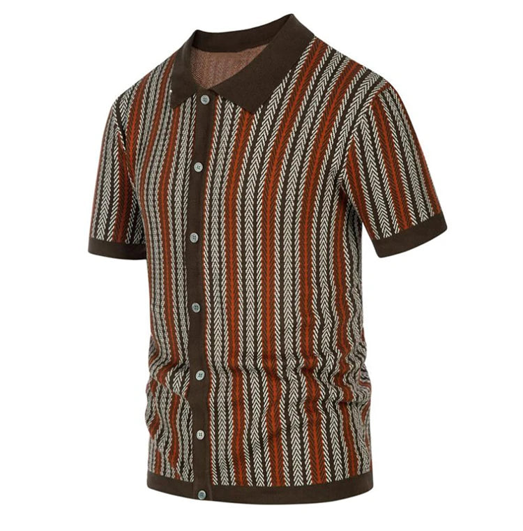 High End Jacquard Striped Polo Shirts For Men Short Sleeve Elastic Summer Quality Viscose Knitted Smart Casual Camisas De Hombre