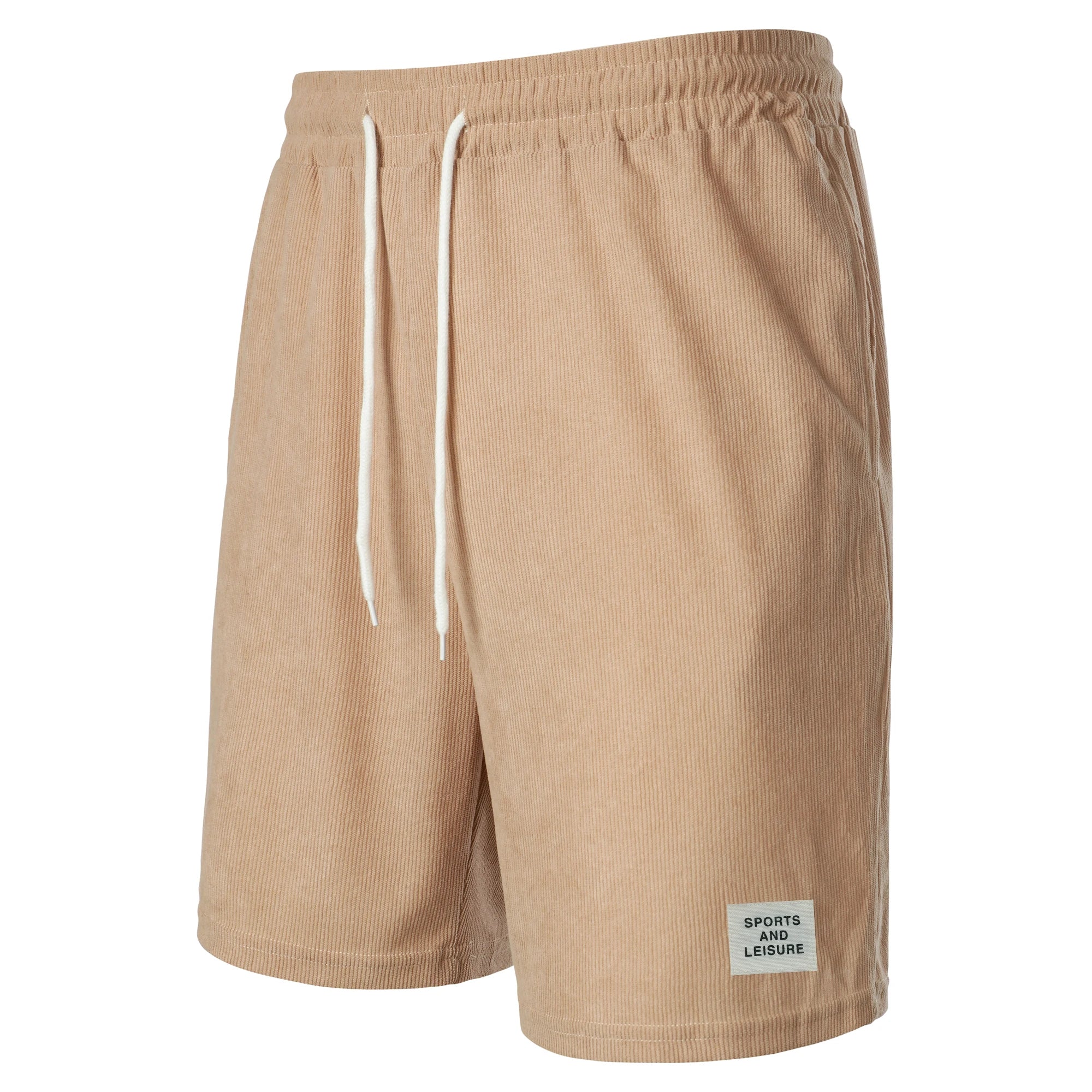 Summer new solid color lace-up sweatpants corduroy simple quarter shorts men's shorts casual pants