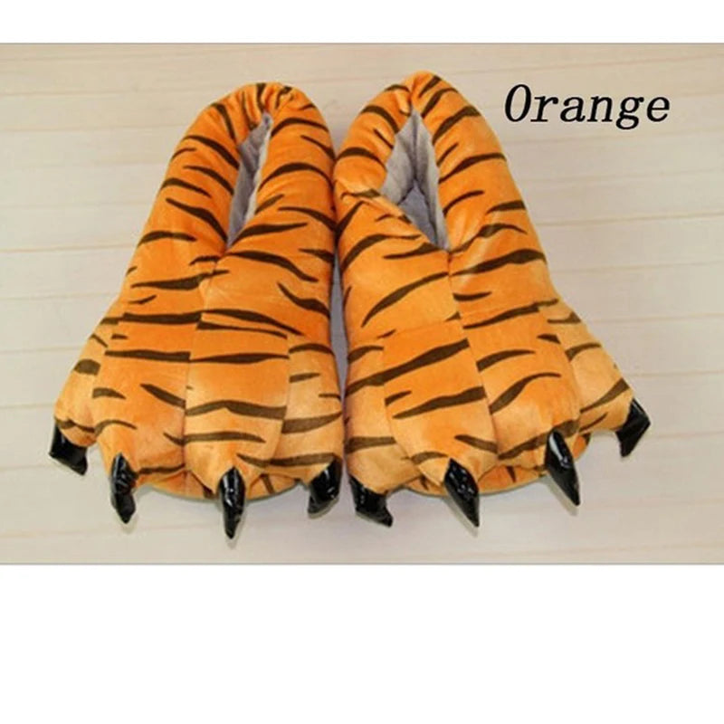 2025 Winter Warm Soft Indoor Floor Slippers Women Men Shoes Paw Funny Animal Christmas Monster Dinosaur Claw Plush Home