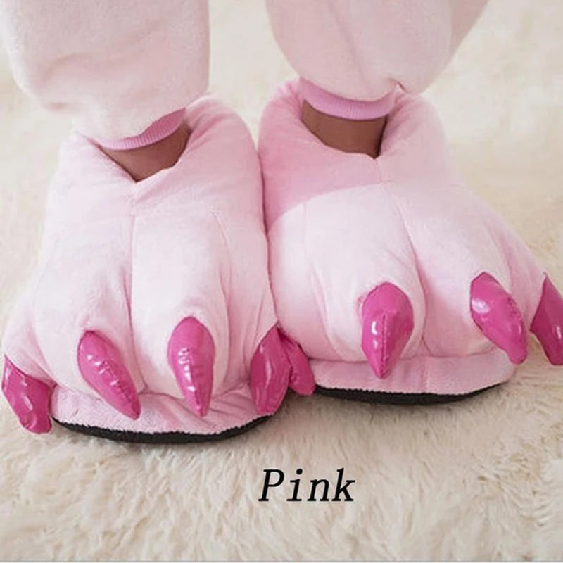 2025 Winter Warm Soft Indoor Floor Slippers Women Men Shoes Paw Funny Animal Christmas Monster Dinosaur Claw Plush Home