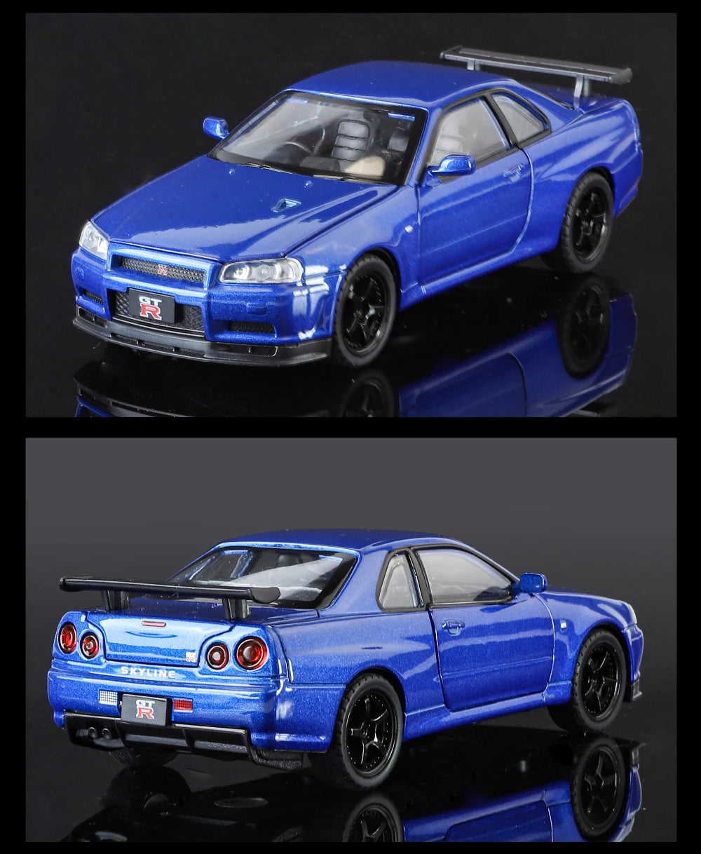 1:32 Nissan GTR R34 Skyline Street Car Version Supercar Diecast Model Car Alloy Metal Car Accessories Ornament Automobile Gifts