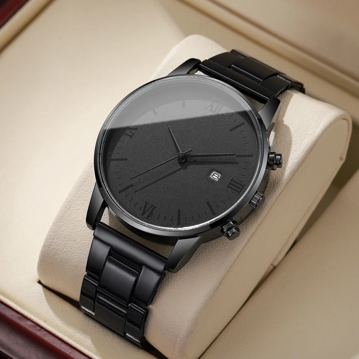 1/2/4PCS Fashion Men Business Watches Simple Roma Dial Analog Quartz Watch for Men Calendar Clock Reloj Hombre（Without Box）
