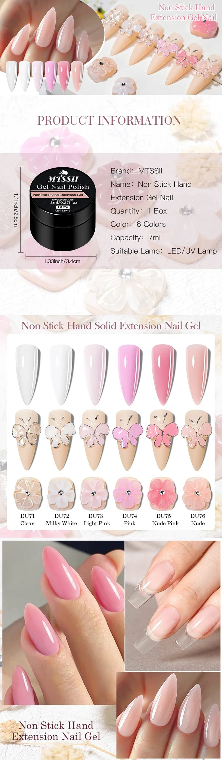 Clear Non-Stick Hand Extension Gel Nail Polish 3D Shaping/Sculpting/Carving UV/LED Gel Milky Jelly Hard Gel Manicure DIY Nails