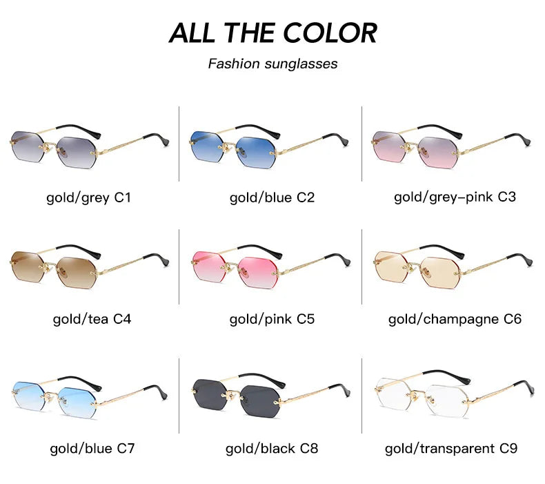 SHAUNA Gothic Rimless Sunglasses Retro Punk Gradient Shades UV400