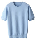 Korean Superfine Merino Cashmere T-shirt Men Base Layer Merino Shirt Wicking Breathable Short T-shirt Luxury Clothing Big Size