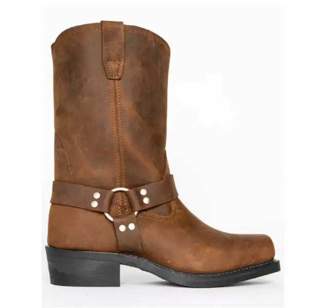 Luxury Retro Cowboy Boots Men Mid Calf Western Boot Men Pu Leather Man Slip On Shoes Winter Knight Boots Booties Plus Size 48