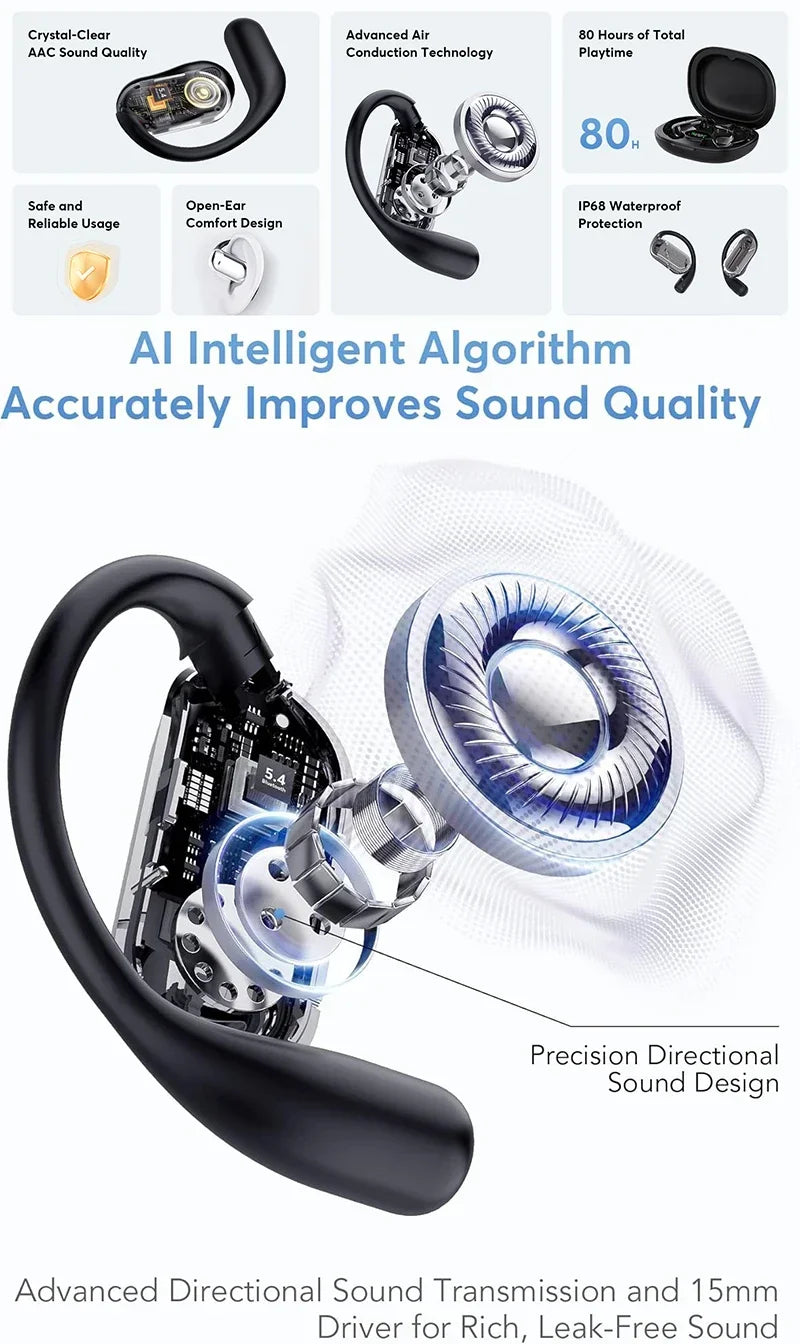 UYUXIO Real Time AI Language Translation Earbuds OWS Translator Headphone with 144 Languages Earphone Ear Buds for Business