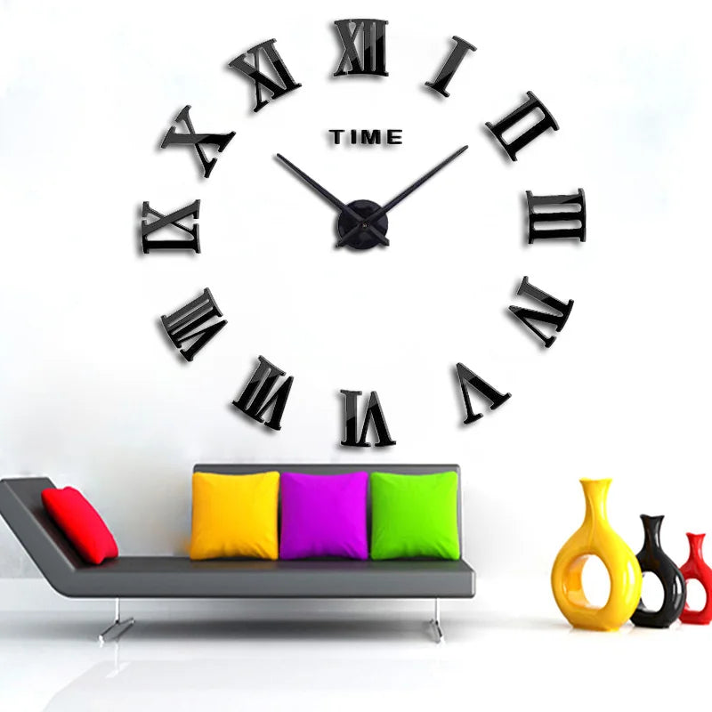 New Modern Design Large Wall Clock 3D DIY Quartz Clocks Fashion Watches Acrylic Mirror Stickers Living Room Home Decor Horloge