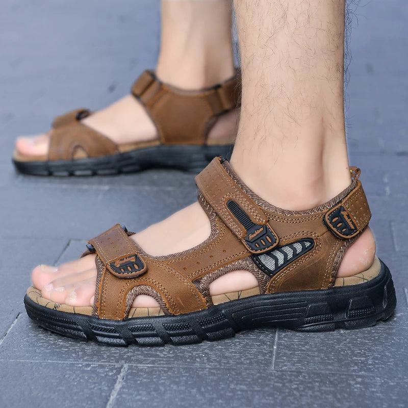 Hot Sale Summer Men's Sandals Outdoor Non-slip Men's Beach Sandals Handmade Genuine Leather Men's Shoes Fashion Men Sneakers