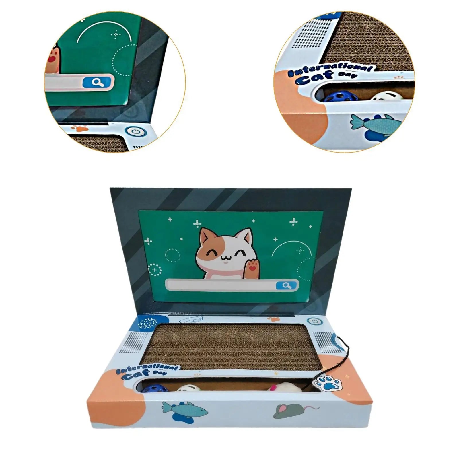 Laptop Shaped Cat Scratcher Foldable Corrugated Cat Scratching Board Cat Interactive Toy for Indoor Kitten Playing Pet Supplies