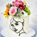 New Gold Portrait Happy Birthday Cake Topper Black Acrylic Abstract Art Boys Girls Party Cake Topper Baby Shower Girl Decoration