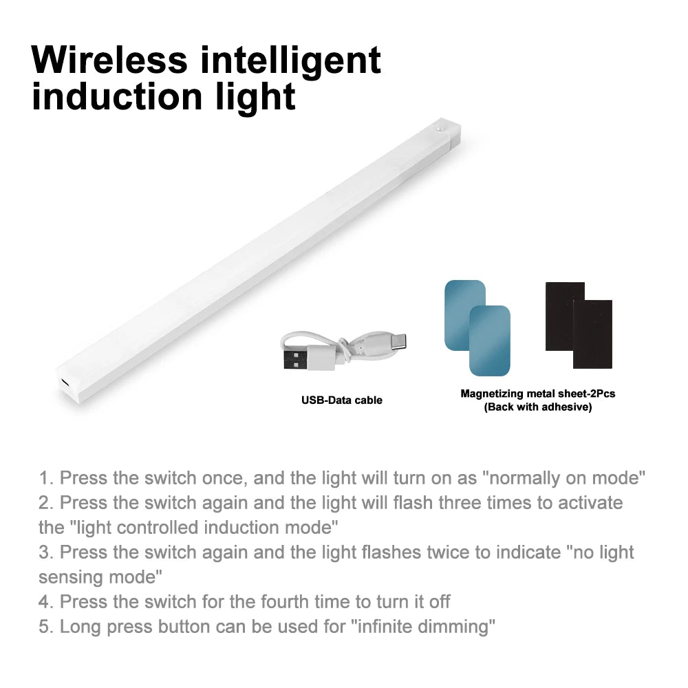LED Car Sensor Light 10/20/30CM Automatic Induction Light Type-c Rechargeable Smart Lighting Magnetic Maual/Sensing Mode Lamp