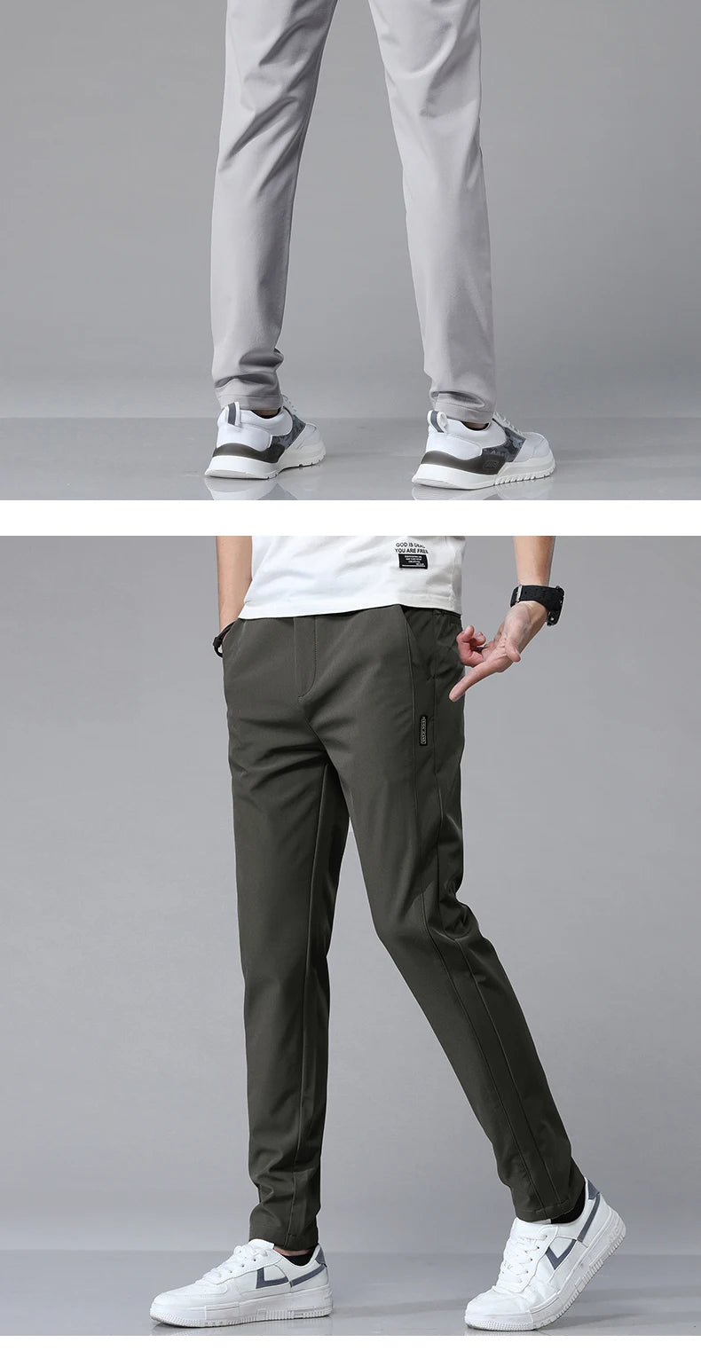 New Spring Summer Ultra-thin Men's Stretch Slim Straight Casual Pants High Quality Fashion Breathable Golf Sports Trousers