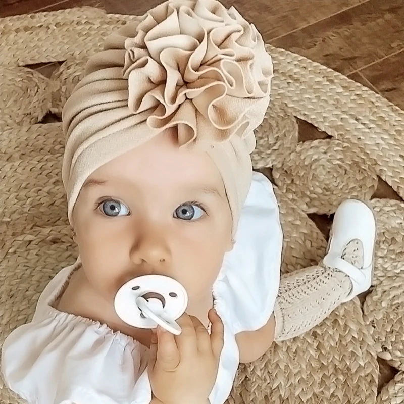 Cute Flower Baby Turban Hat Soft Baby Girl Headwrap Beanie Hat For Newborn Infant Toddler Headwear Headband