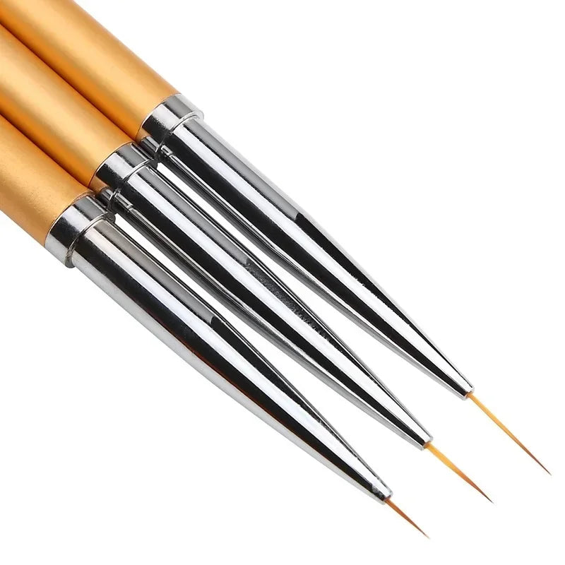 Fine Tip Nail Art Liner Brush 3Pcs Acrylic 3D Line Striping Pen UV Gel Drawing Brush Set for French Manicure DIY Painting