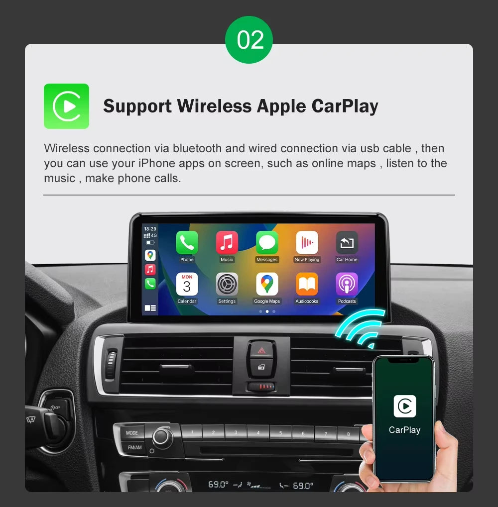 AUTOTOP 10.25â€1920*720 Wireless Carplay Android Auto Car multimedia player for F20 F21 F22 F30 F31 F32 F33 F34 F36 NBT 2013-2017