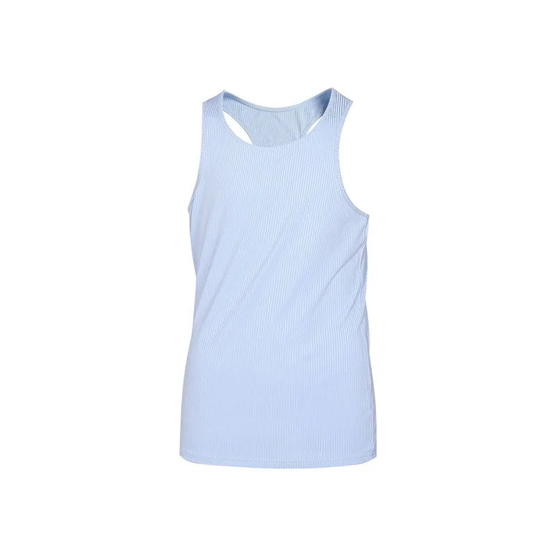 Men's Summer O-neck loose stripe gym Tank top Men Fitness sleeveless pullover Sports Undershirt Elasticity casual vest men tops