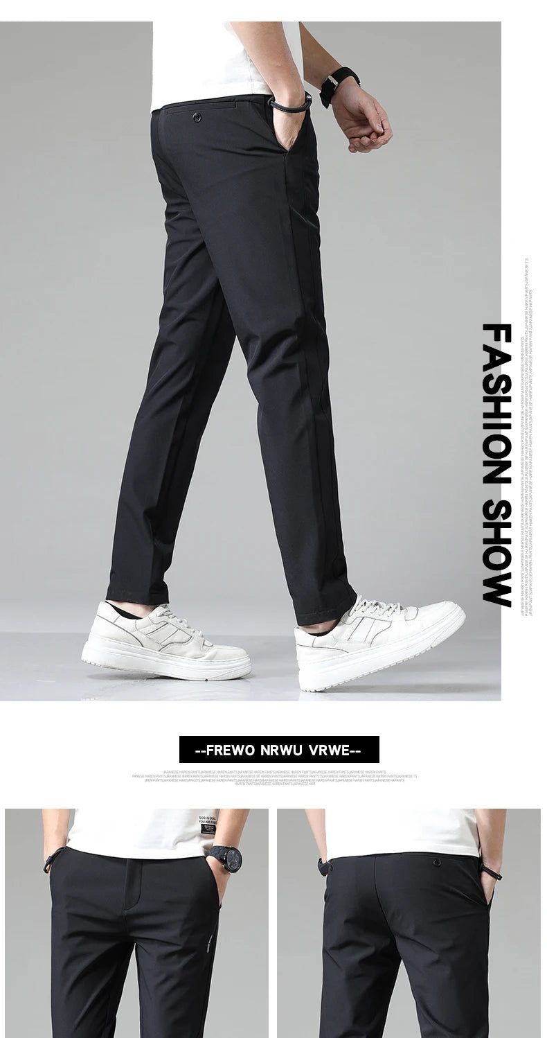 New Spring Summer Ultra-thin Men's Stretch Slim Straight Casual Pants High Quality Fashion Breathable Golf Sports Trousers