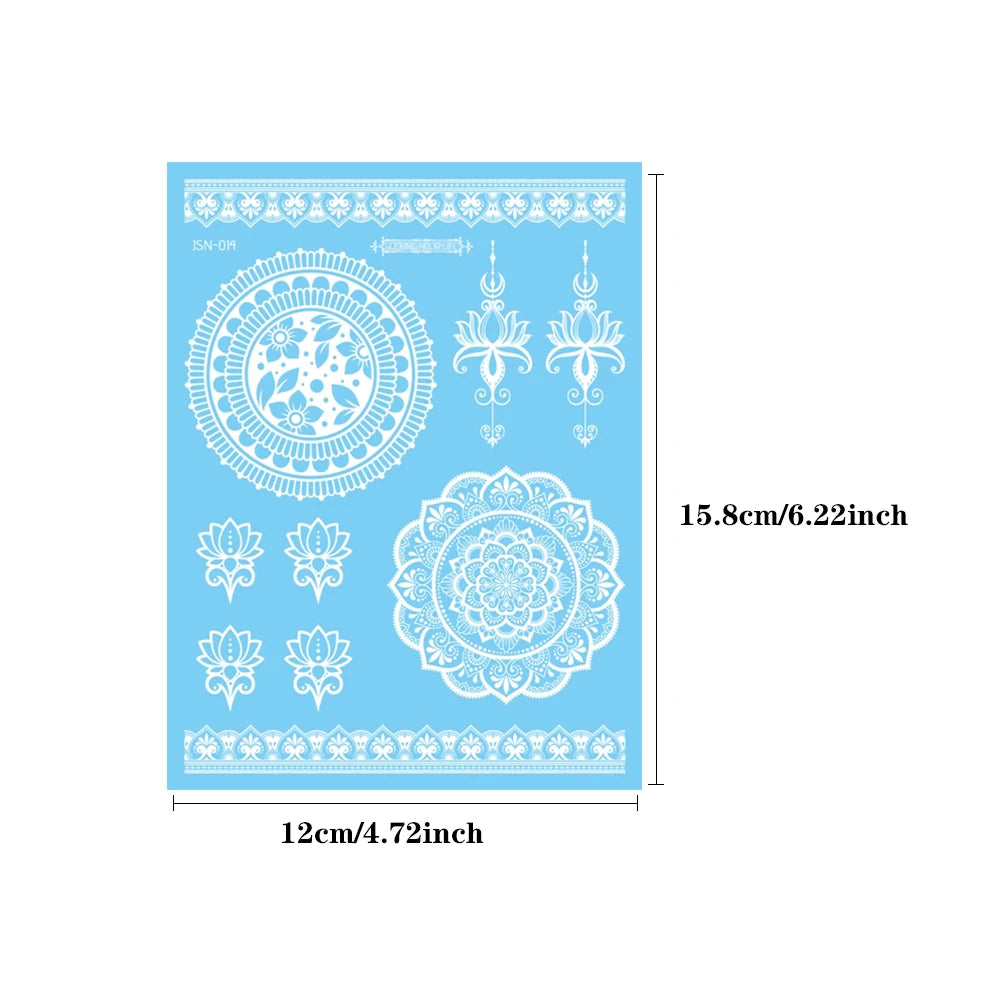 5pcs Blue Luminous Glow Waterproof Temporary Tattoo Sticker Moon Star Heart  Line Flash Tato Women Men Arm Body Art Fake Tattoos