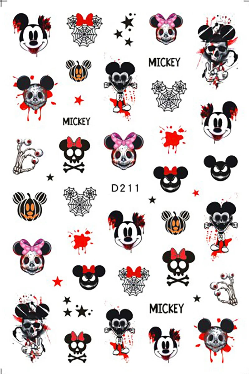 Disney Cartoon Adhesive Nail Stickers Nail Decorative Decals Nail Sliders Stitch Mickey 3D Stickers Press on Nails