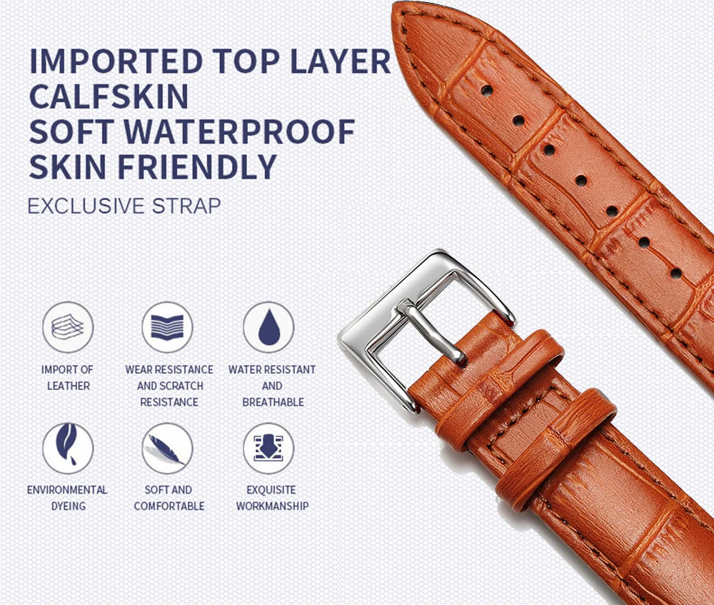 Premium Genuine Leather Watch Band – Multi-Size Wrist Strap
