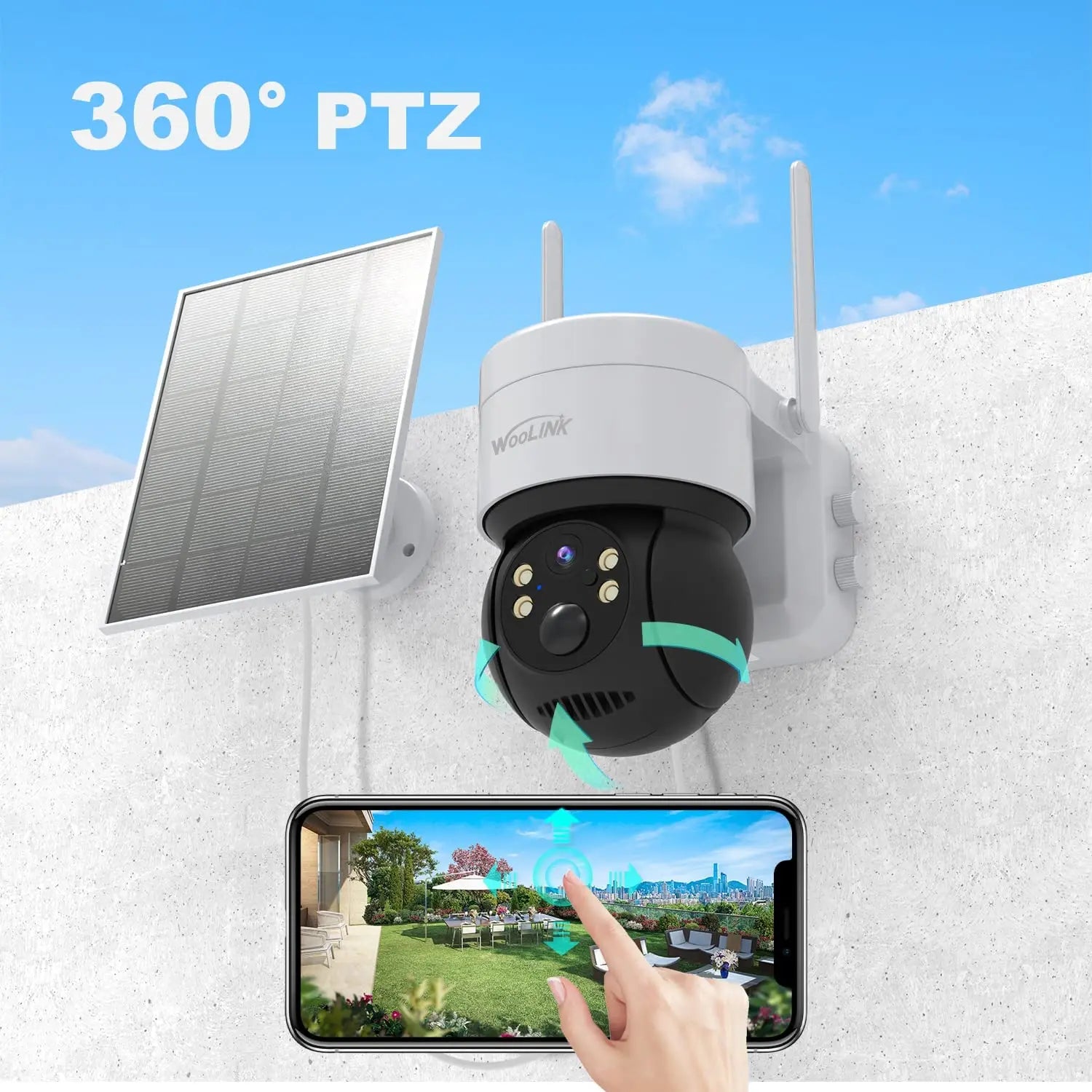 4MP Wireless Security Camera Outdoor WiFi Solar Battery Powered Camera Pan/Tilt Rotate Surveillance Camera Home Protection 2.4G