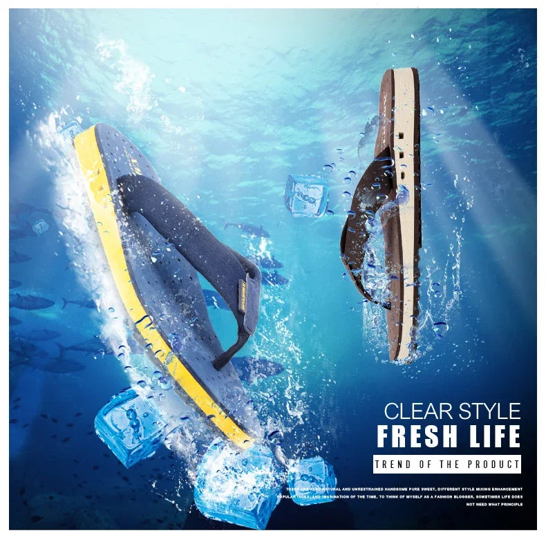 High quality Big Size Hot Sale Flip Flops Men Summer Beach Slippers Men Fashion Brand Breathable Casual Men Slippers Black Blue