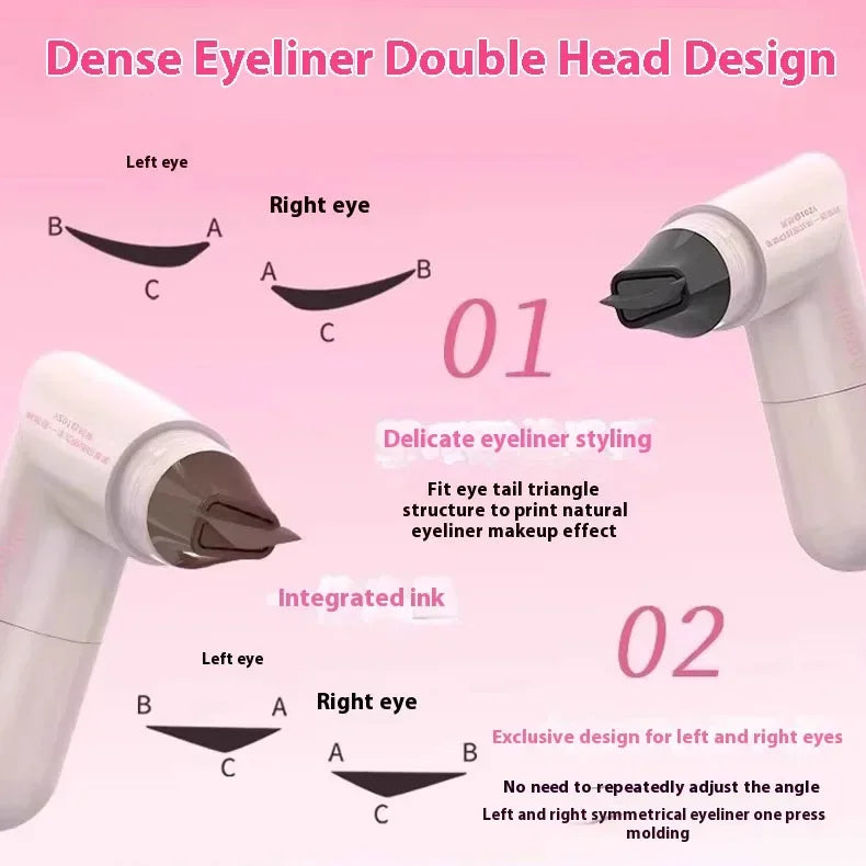 Dual-Head Rotatable Eyeliner Stamp Integrated Waterproof Long Wear Wing Stencil DIY Liquid Eye Liner Pen Fast Drying Makeup
