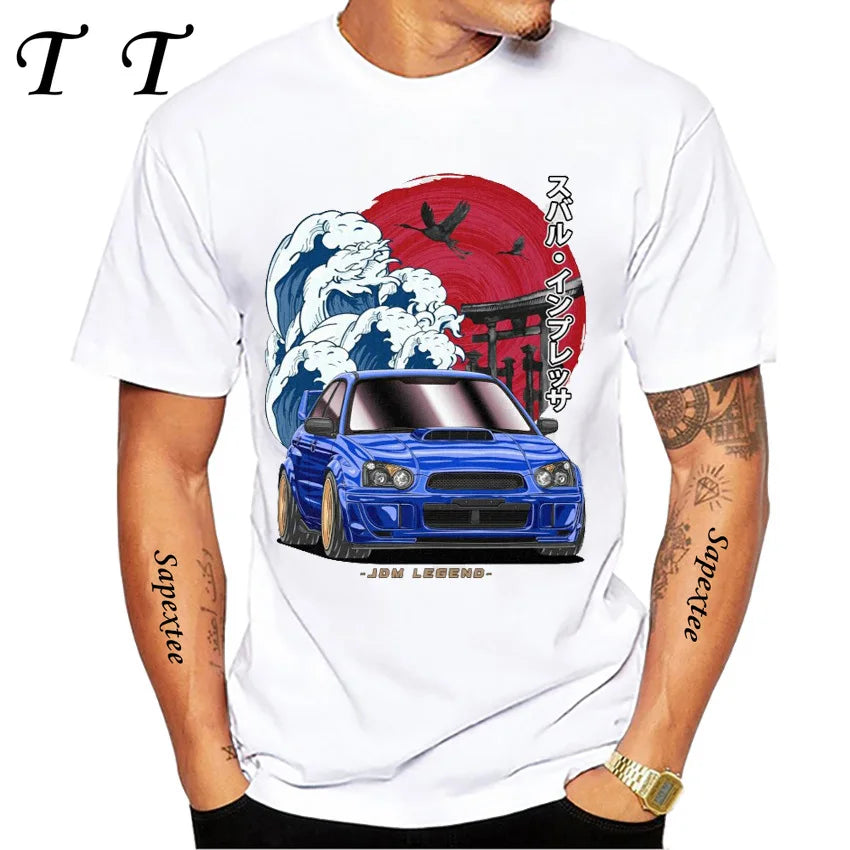 JDM Subie Impreza WRX Bugeye 2000 T-Shirt New Summer Men's Short Sleeve Funny Car Design Sport White Casual Boy Tee shirt Tops