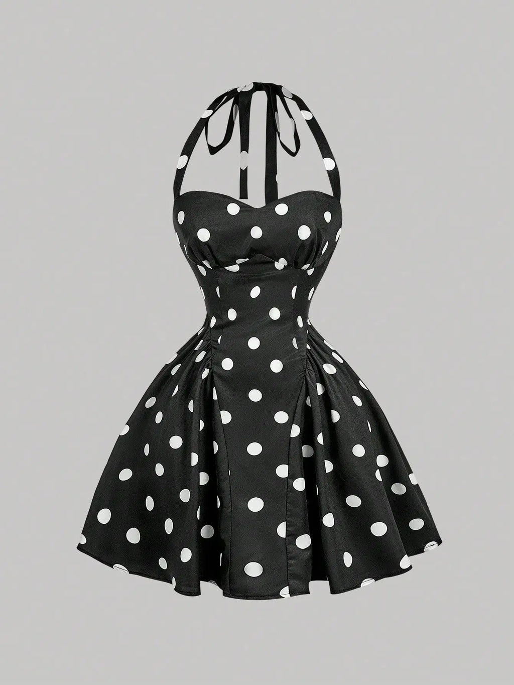 Romantic Floral Print Halter Dress For Women Summer Mini Dress A-Line Fit And Flare