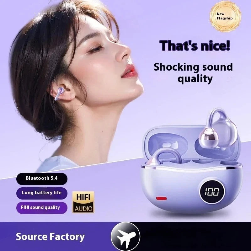 Bluetooth 5.4 Wireless Earphones with Digital Display Dolby-Quality Hi-Fi Audio Dynamic Sound Range and Integrated Call Mic