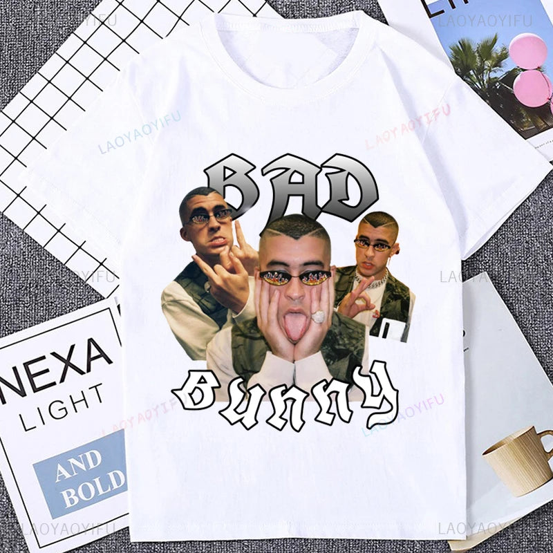 Music Album Bad Bunny Graphic Cute Printed Tshirt Casual Fashion Loose Harajuku Man T Shirt Summer Style Soft Y2k Women T-shirt