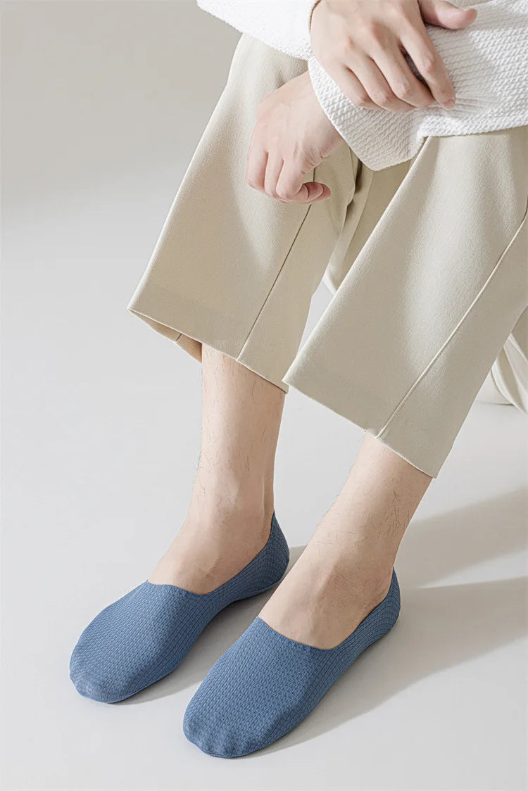 Men's Low Cut Ankle Boat Socks Summer Thin Breathable Invisible No Show Socks Men Male Silicone Anti-slip Ice Silk Sock Slippers
