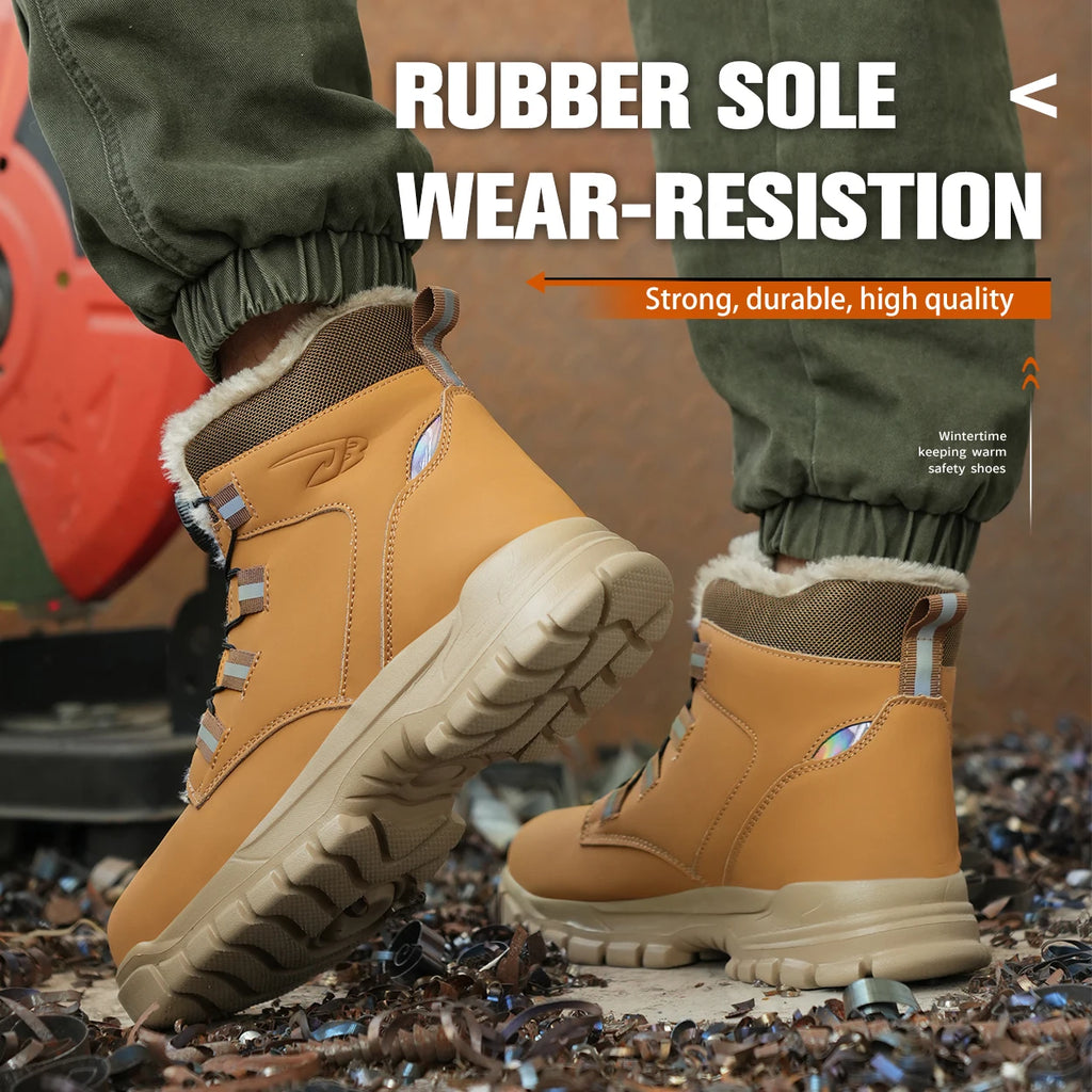 comfortable safety shoes for men high waterproof work shoes non-slip safety boots rubber outsole working sneakers with metal toe